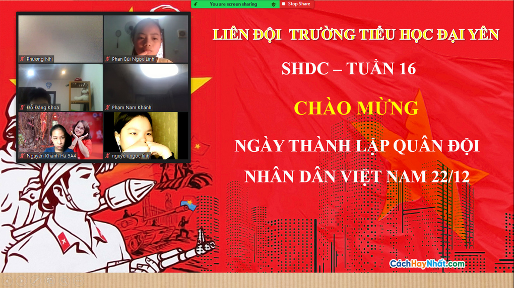 Liên đội trường Tiểu học Đại Yên   Chào mừng Ngày Thành lập Quân đội nhân dân Việt Nam 22-12 