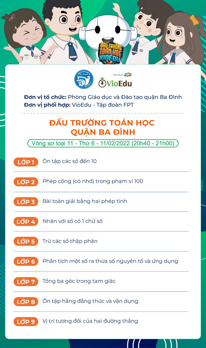 Nội dung thi Tuần 11 - Đấu trường Toán học