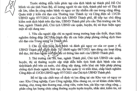 Công văn hỏa tốc về việc điều chỉnh một số biện pháp để chủ động phòng chống dịch Covid -19 trên địa bàn TP Hà Nội