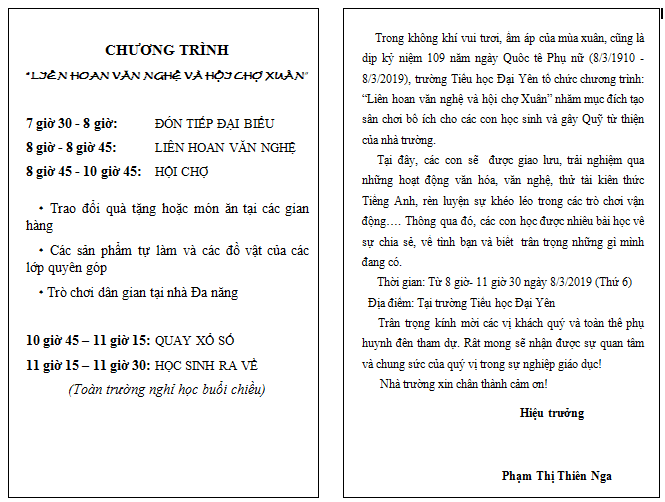 Giấy mời tham dự hội chợ xuân