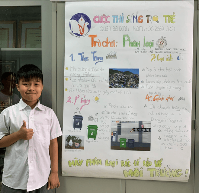 Cậu học trò xuất sắc đạt giải Ba  Cuộc thi “ Sáng tạo trẻ - Đổi mới sáng tạo vì môi trường sống bền vững” Quận Ba Đình – Năm học 2020- 2021
