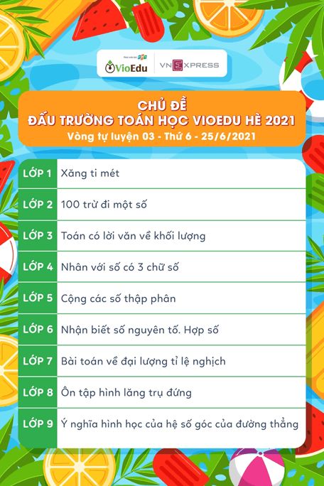 Nội dung thi Tuần 3 - Đấu trường Toán học Hè 2021
