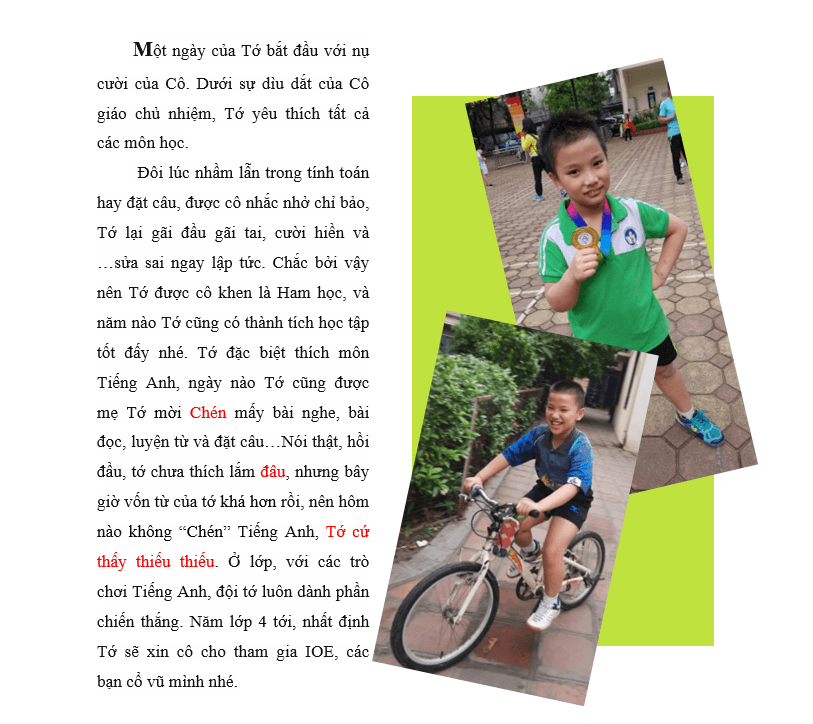 Vương Quốc Linh – học sinh lớp 3A4  Cậu học trò ham học và “ham…chơi”