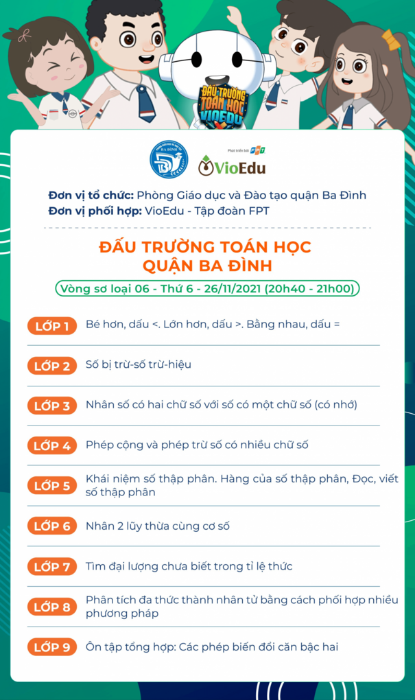 Nội dung thi Tuần 6 - Đấu trường Toán học