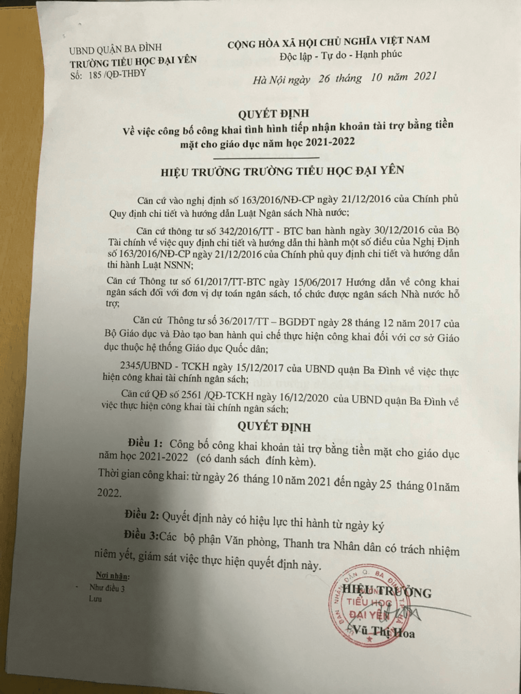 Báo cáo số liệu thu tài trợ và công khai số liệu tài trợ