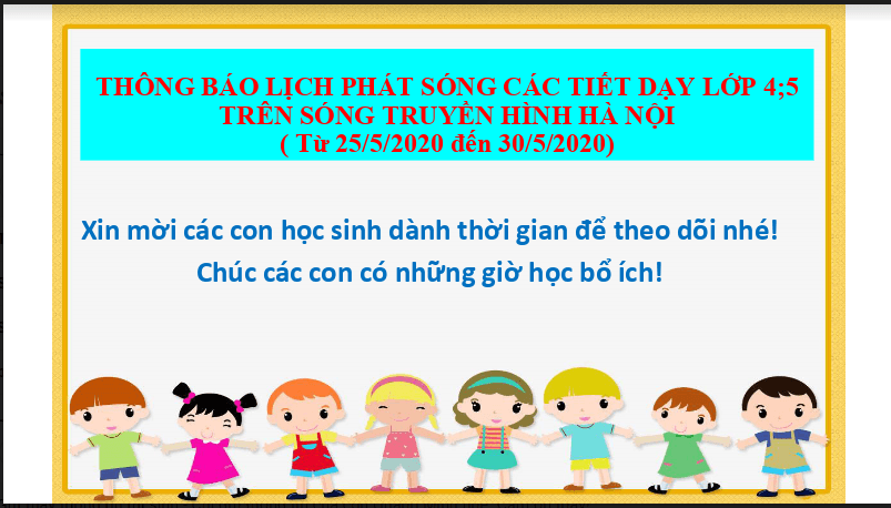 Lịch phát sóng học trên truyền hình lớp 4 và 5