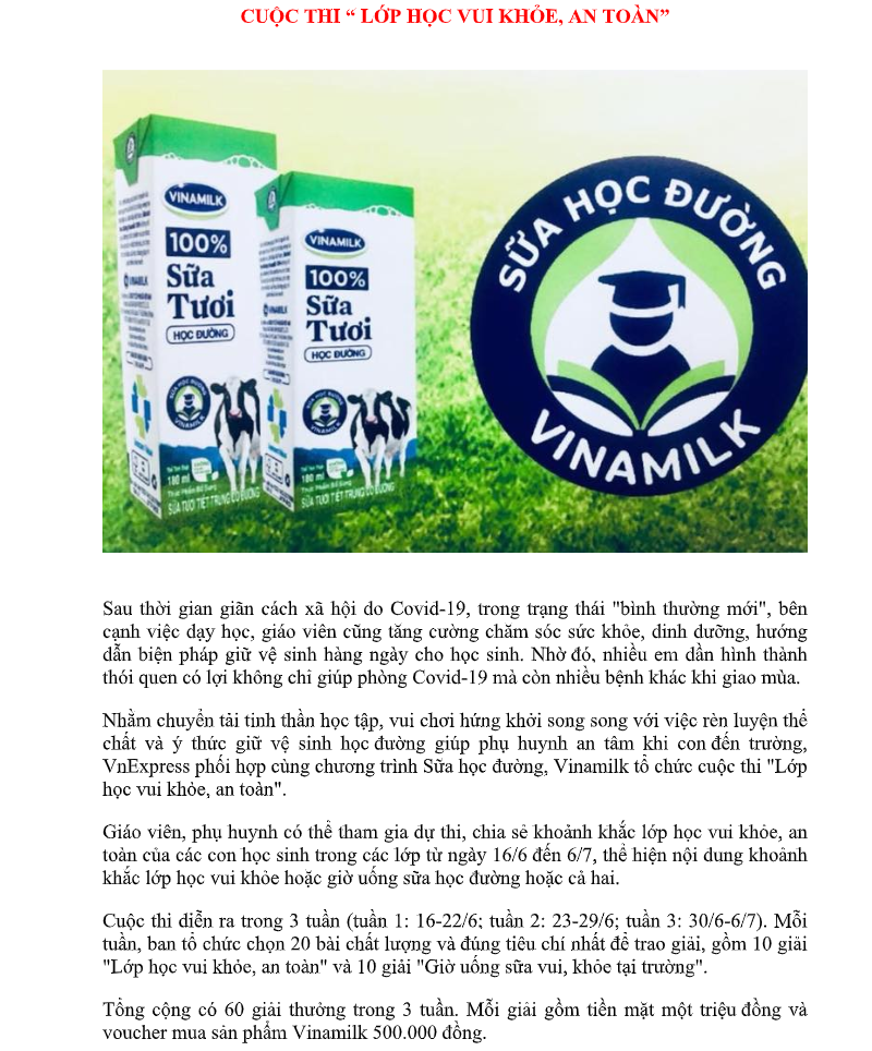 Cuộc thi "Lớp học vui khỏe, an toàn"