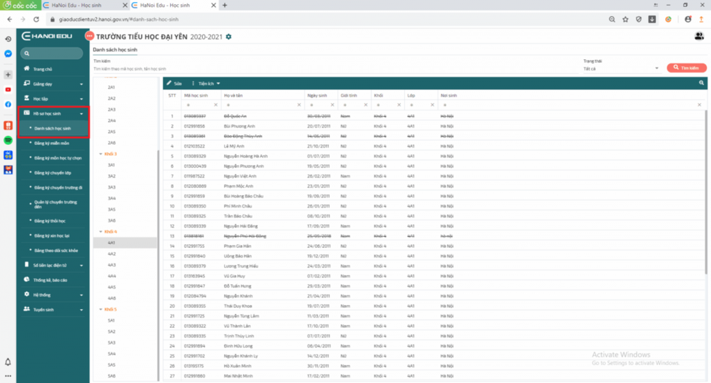 Hướng dẫn kiểm tra thông tin học sinh và cách sửa