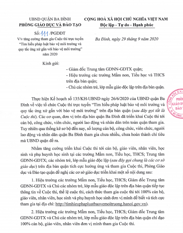 Cuộc thi trực tuyến "Tìm hiểu pháp luật bảo vệ môi trường và quy tắc ứng xử gắn với bảo vệ môi trường"