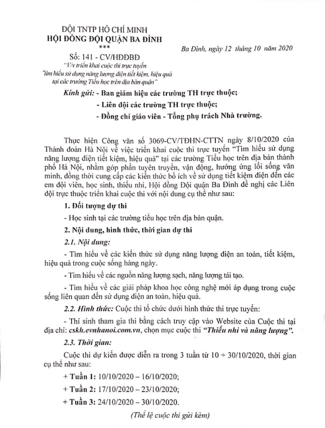Cuộc thi "Tìm hiểu sử dụng năng lượng điện tiết kiệm, hiệu quả"
