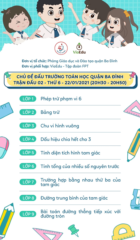 Thay đổi giờ thi đấu Vòng Sơ loại “ Đấu trường Toán học”