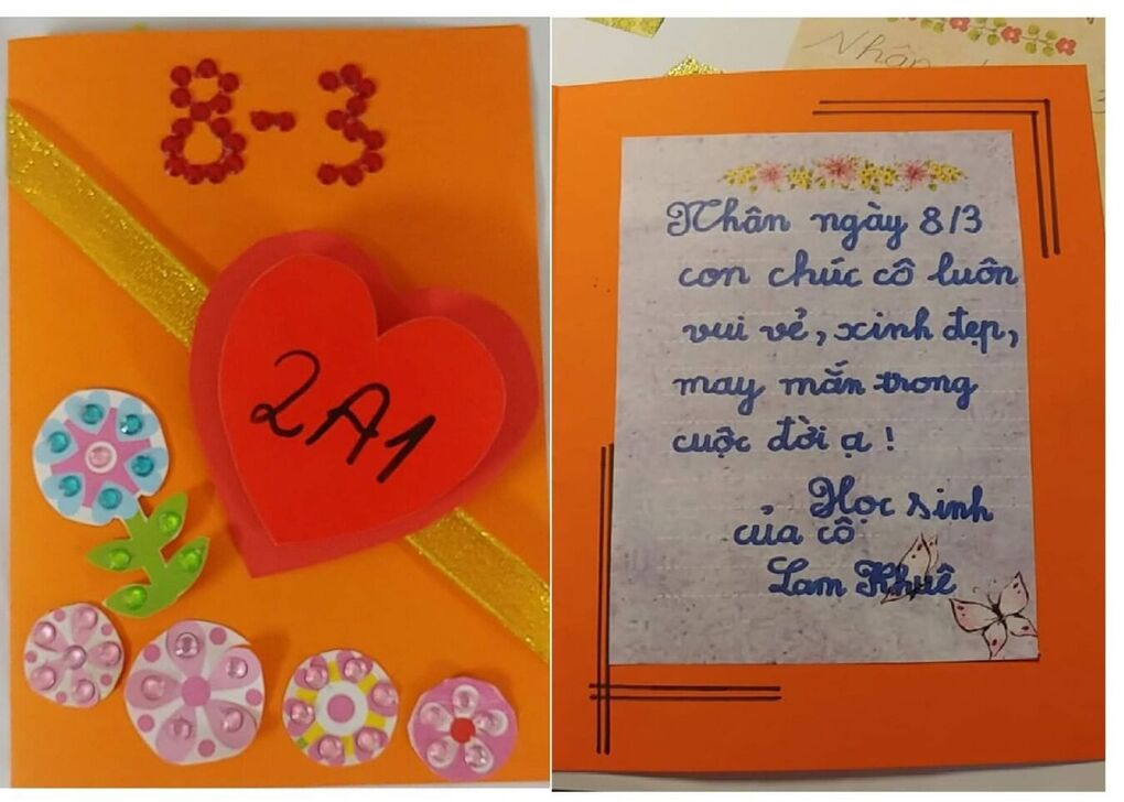 Khéo tay hay làm - “Bưu thiếp tặng mẹ và cô 8-3”