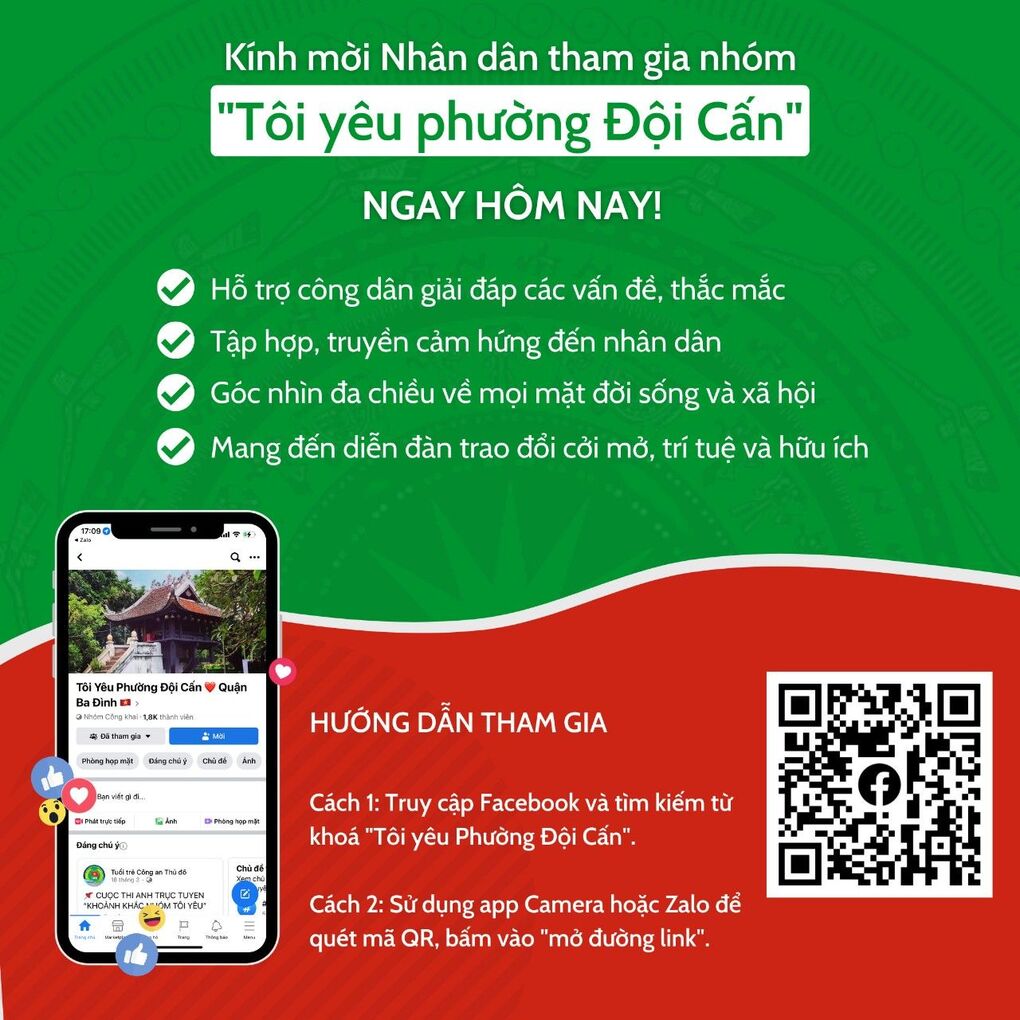 Tham gia nhóm "Tôi yêu phường Đội Cấn"