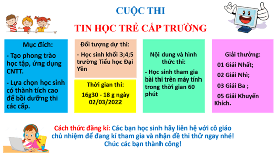 Kết quả cuộc thi “ Tin học trẻ - Cấp Trường – Năm học 2021 - 2022”