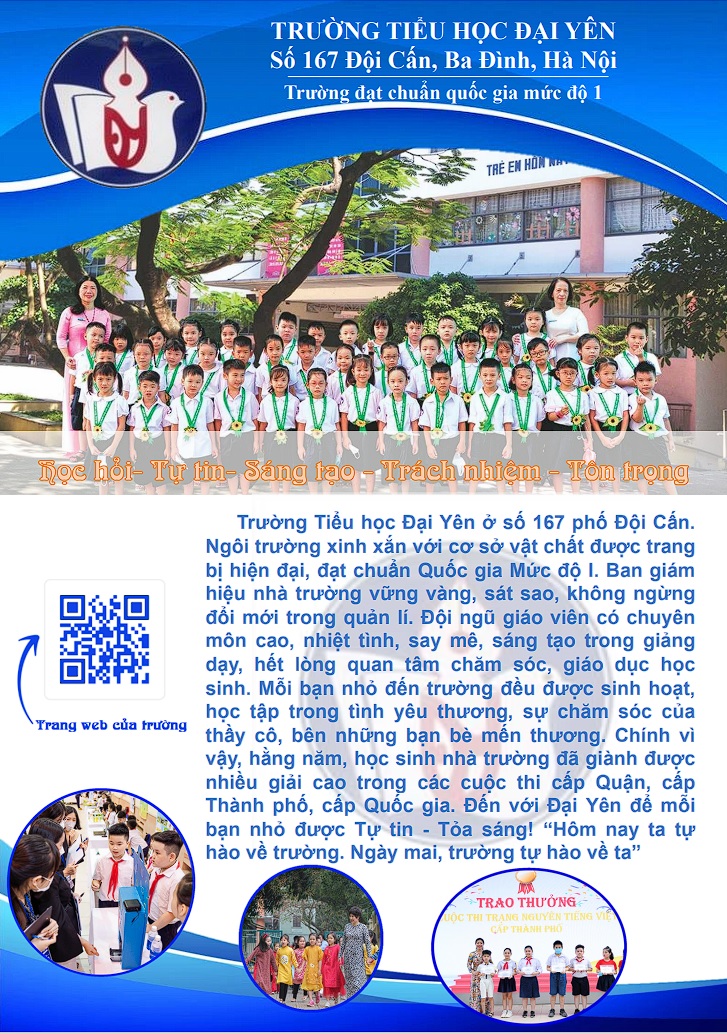 Trường TH Đại Yên thông báo tuyển sinh năm học 2022-2023