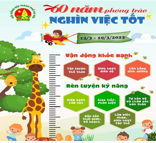 Chào mừng kỉ niệm 60 năm phong trào "Nghìn việc tốt" với chủ đề "Vận động khoẻ mạnh- Rèn luyện kĩ năng".