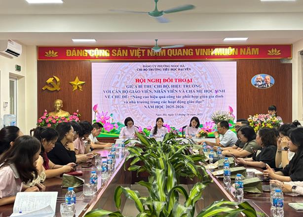 TRƯỜNG TIỂU HỌC ĐẠI YÊN TỔ CHỨC HỘI NGHỊ ĐỐI THOẠI GIỮA BÍ THƯ CHI BỘ, HIỆU TRƯỞNG NHÀ TRƯỜNG VỚI CÁN BỘ, GIÁO VIÊN, NHÂN VIÊN VÀ CHA MẸ HỌC SINH