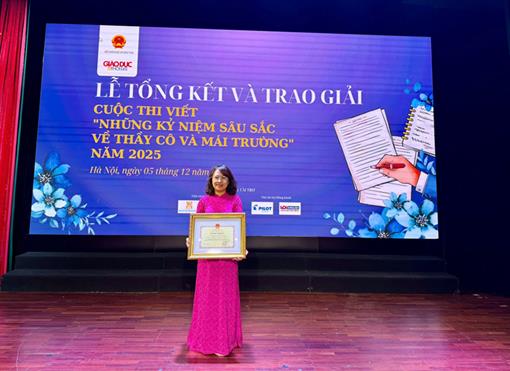 Chúc mừng cô giáo Quách Thị Phương Thanh với thành tích xuất sắc tại cuộc thi viết Những kỷ niệm sâu sắc về thầy cô và mái trường 2025