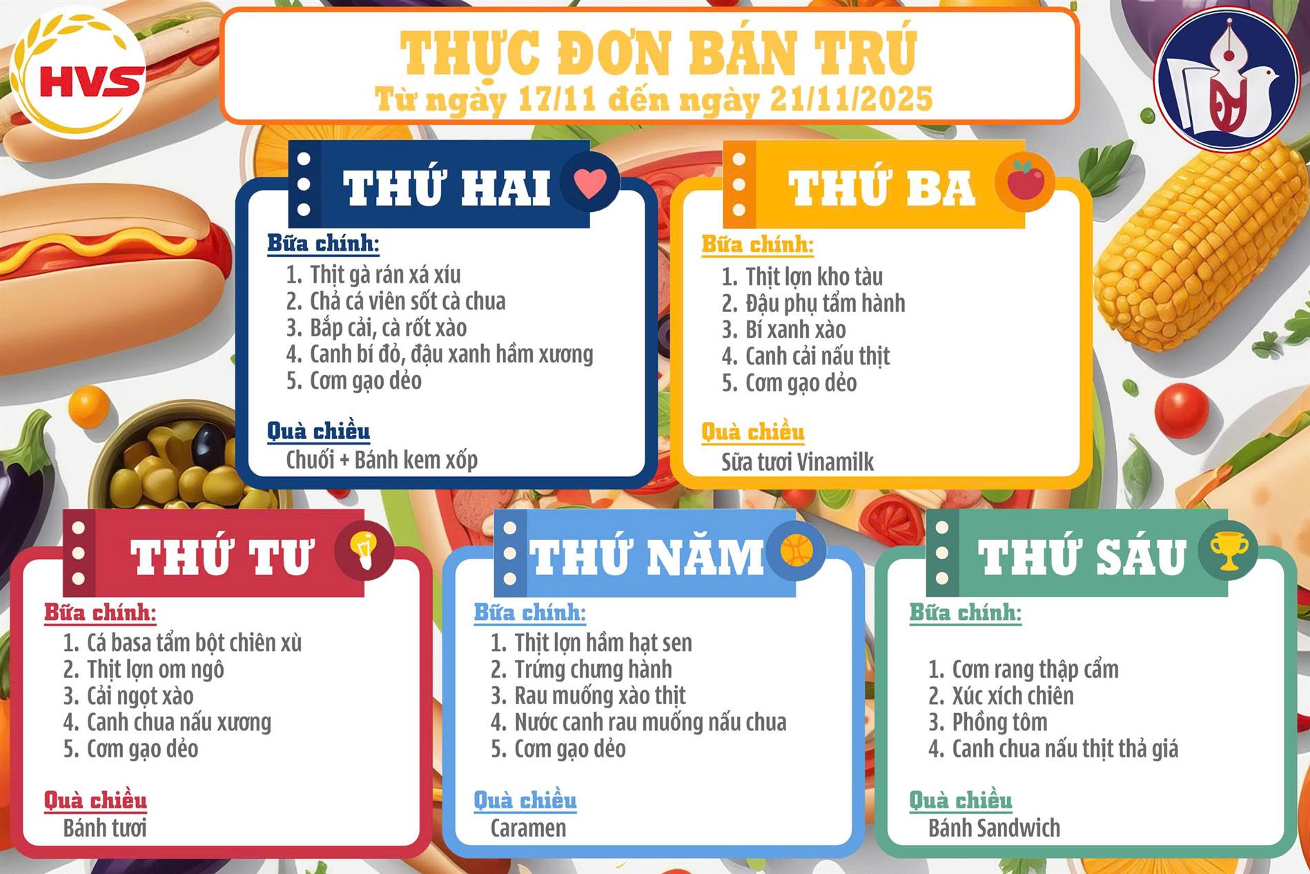 Thực đơn tuần 12 - 2025