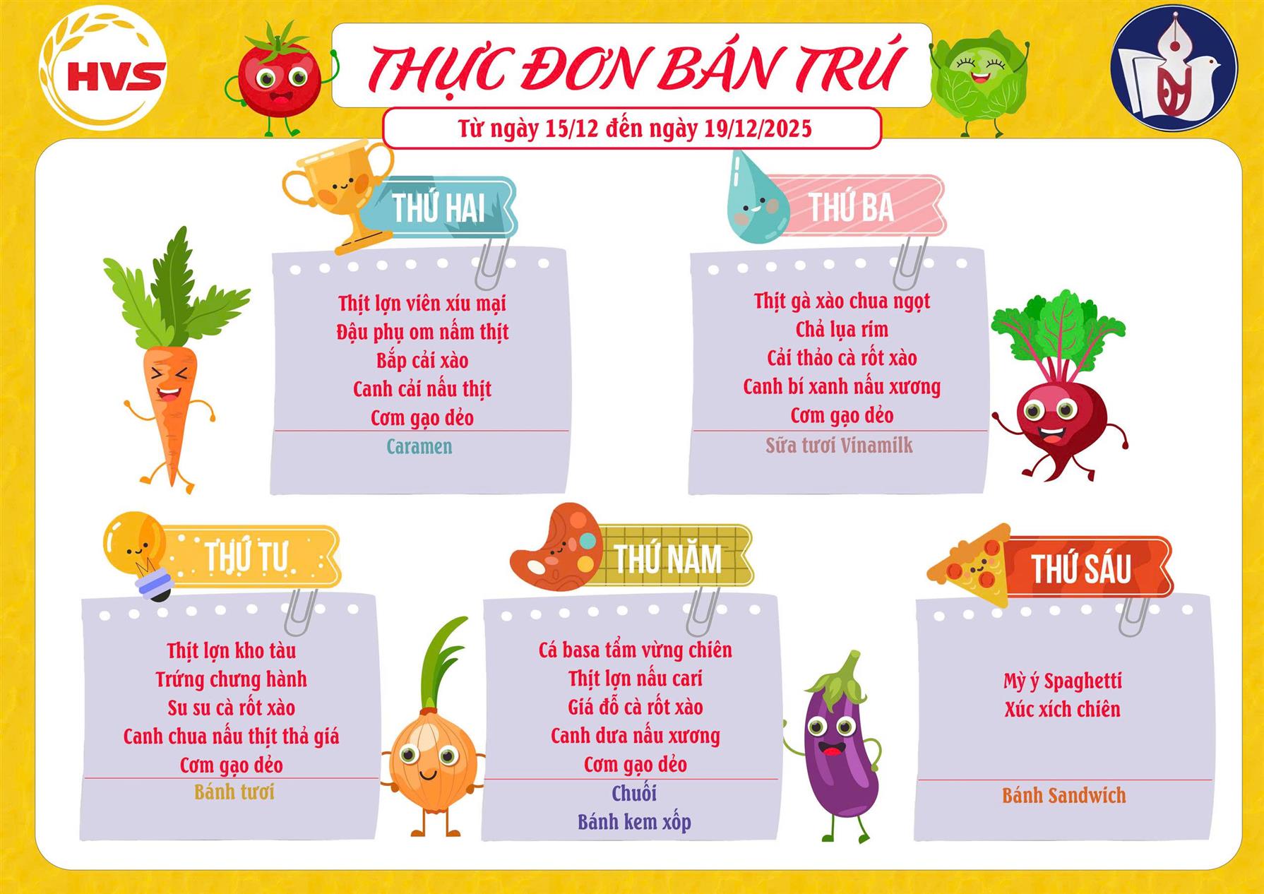 Thực đơn tuần 16 - 2025