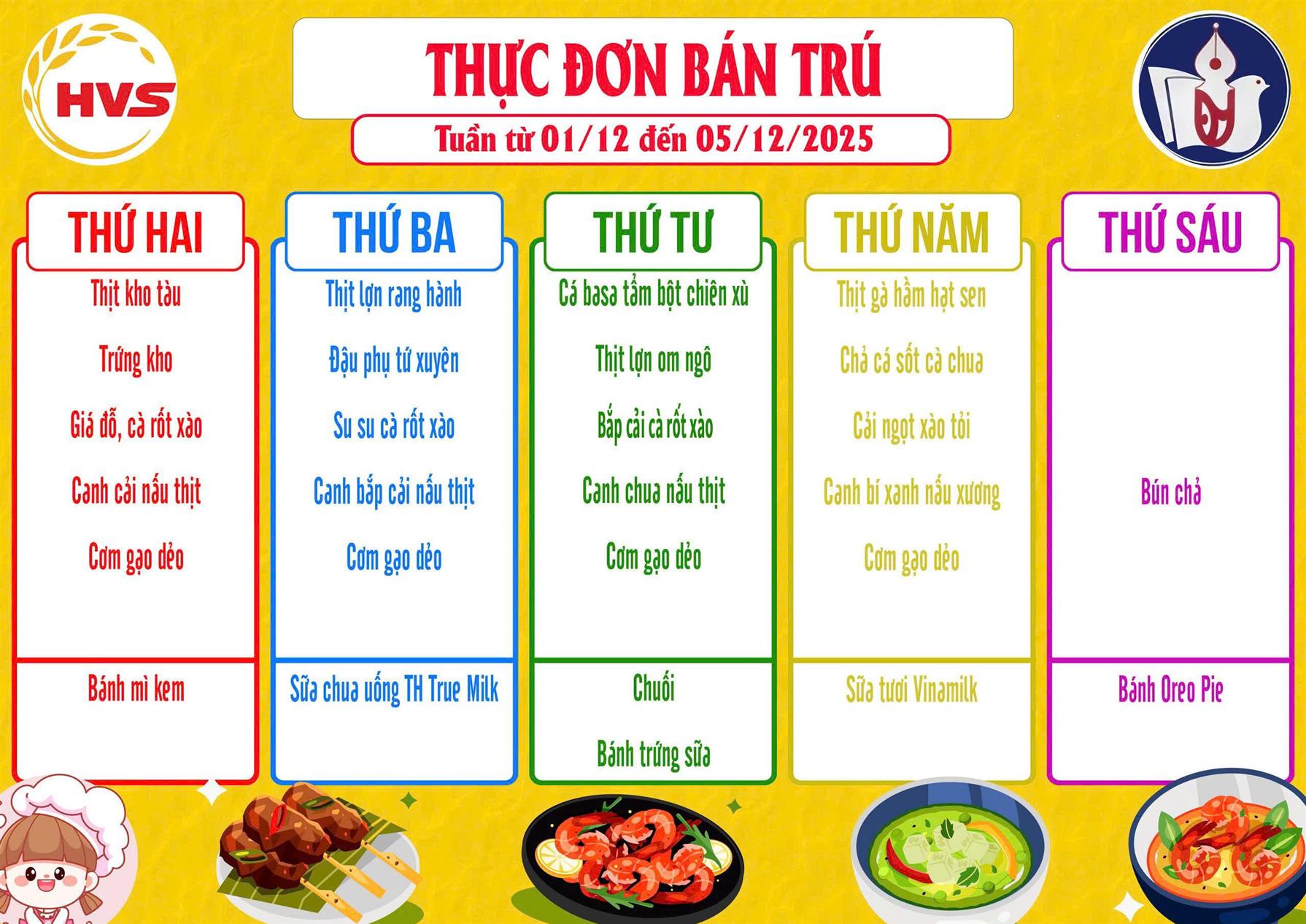 Thực đơn tuần 14 -2025