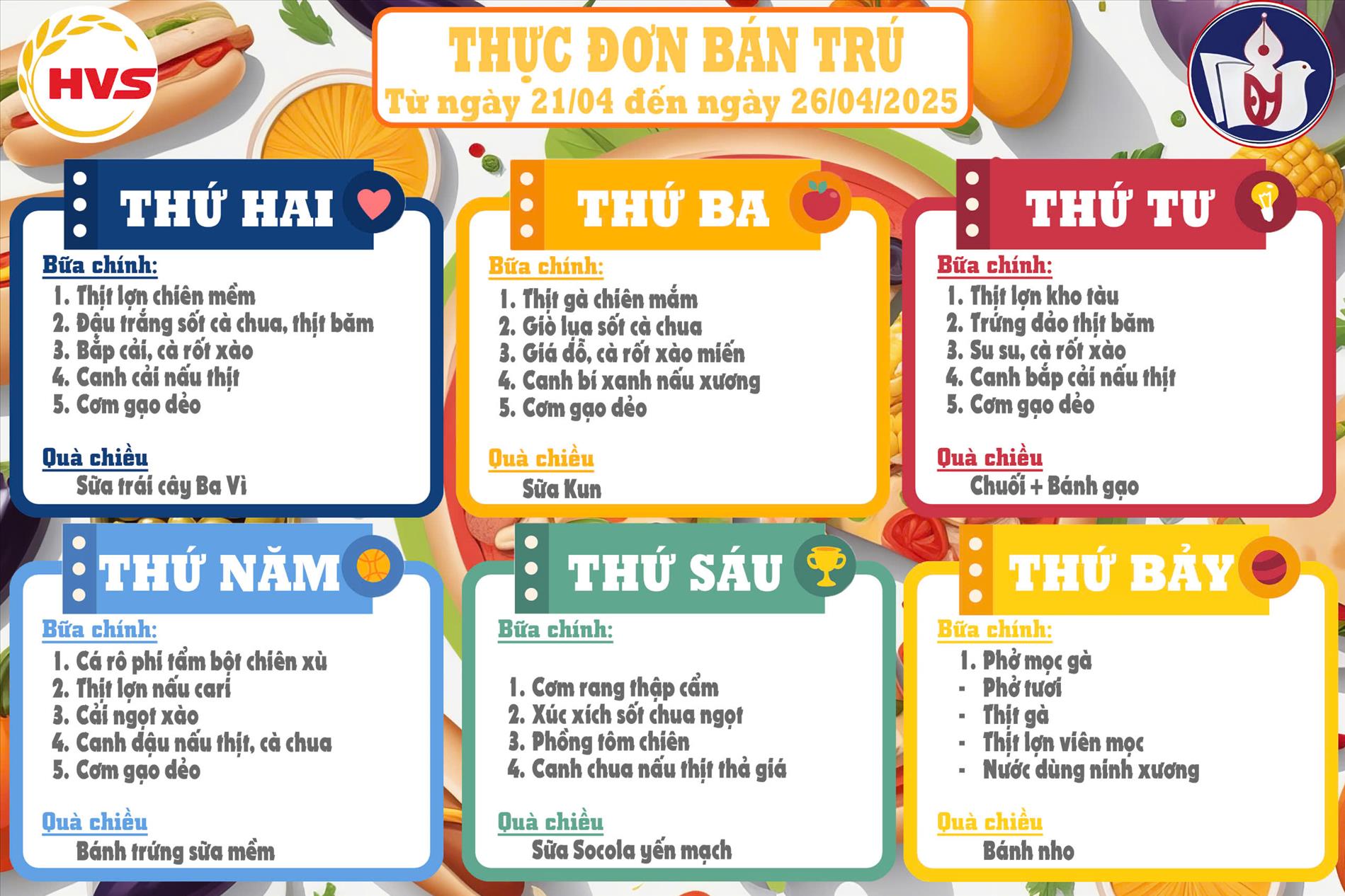 Thực đơn ngày 25/04/2025
