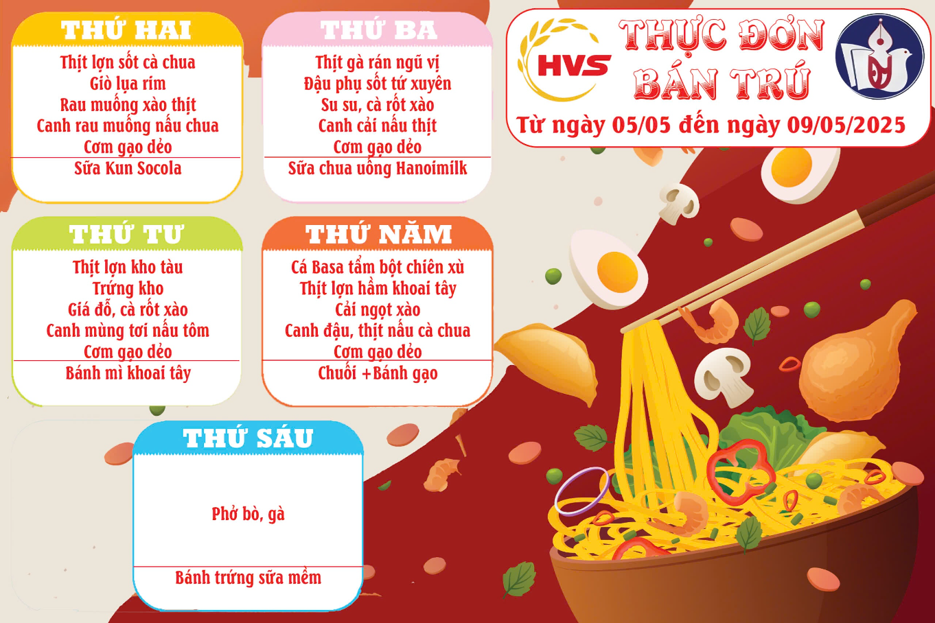 Thực đơn ngày 9/5