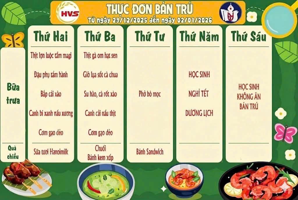 Thực đơn tuần 18-2025