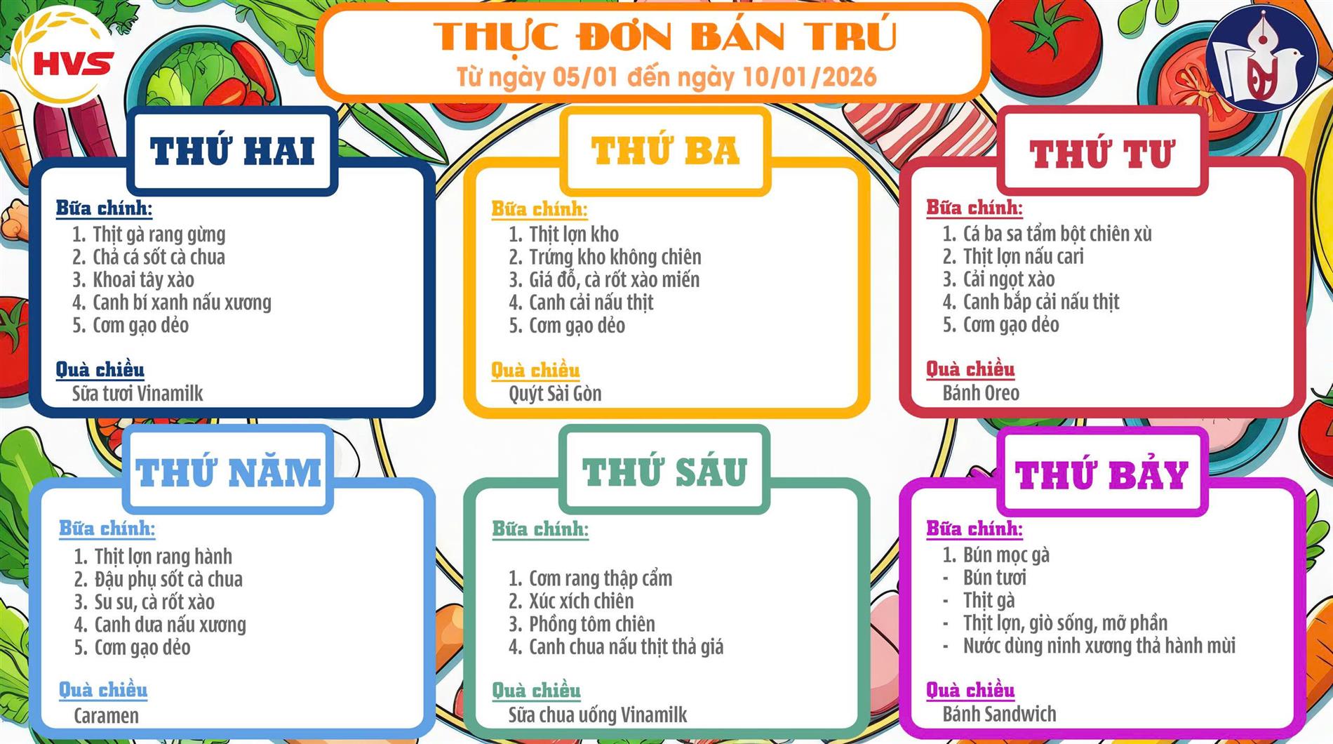 Thực đơn Tuần 18 05/1/2026